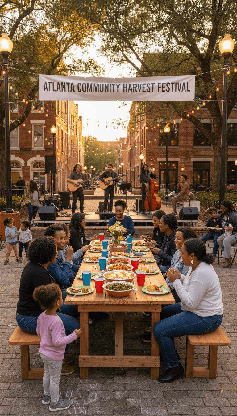 Community members connecting and sharing conversation in a welcoming Atlanta gathering space