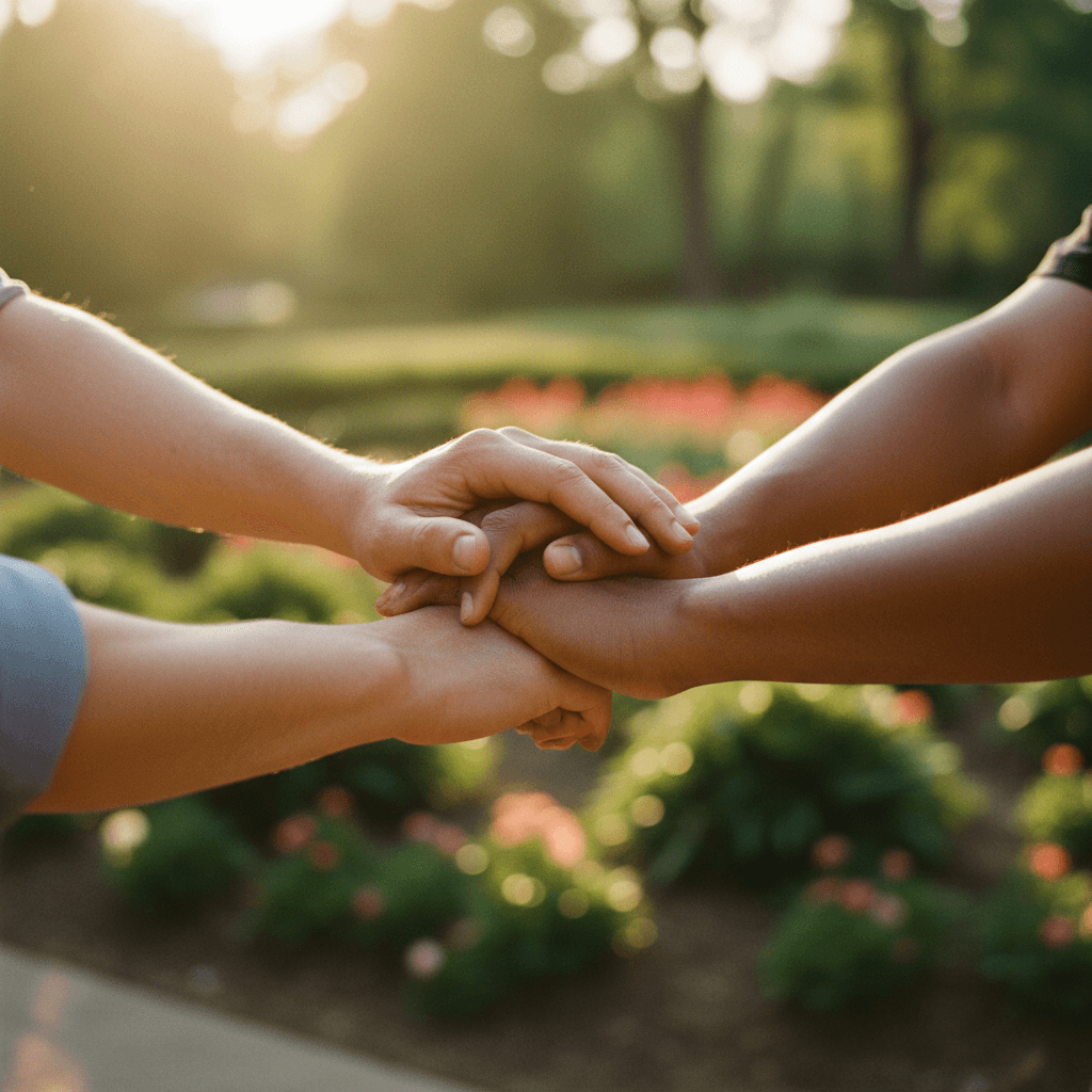 Diverse hands connecting together